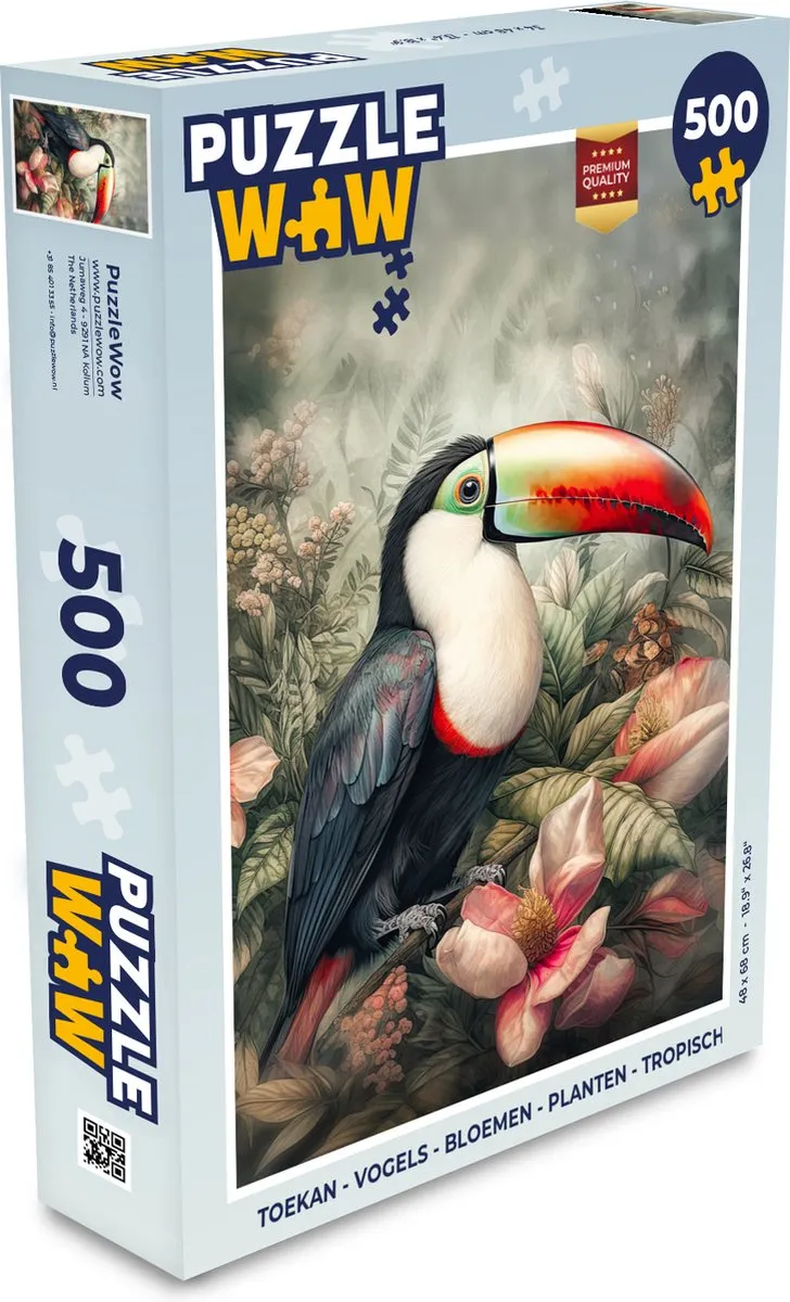 PuzzleWow Vogels Bloemen Planten Legpuzzel 500 Stuks