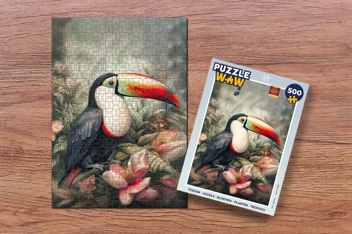 PuzzleWow Vogels Bloemen Planten Legpuzzel 500 Stuks - Multicolor