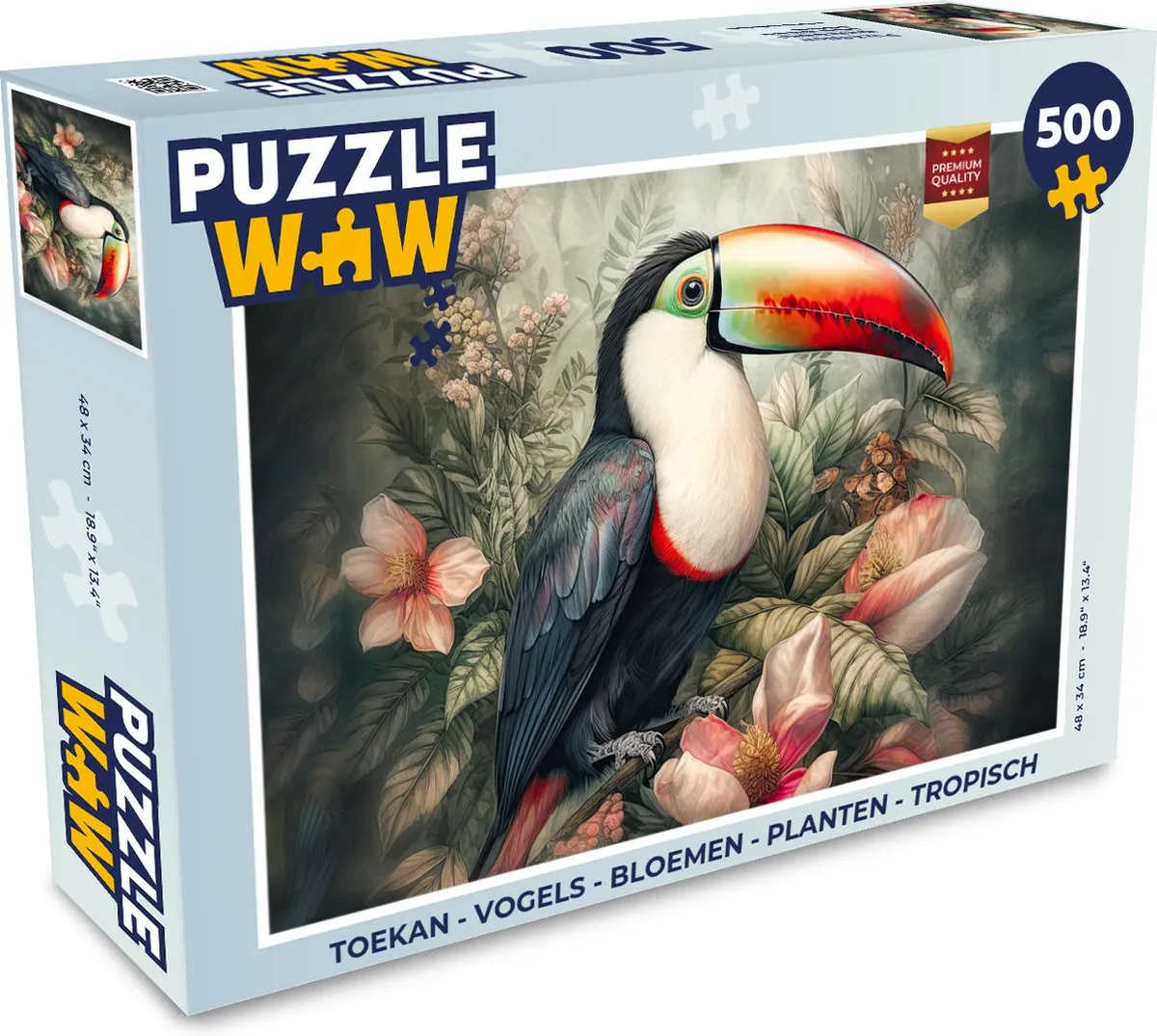 PuzzleWow Vogels Bloemen Planten Legpuzzel 500 Stuks - Multicolor