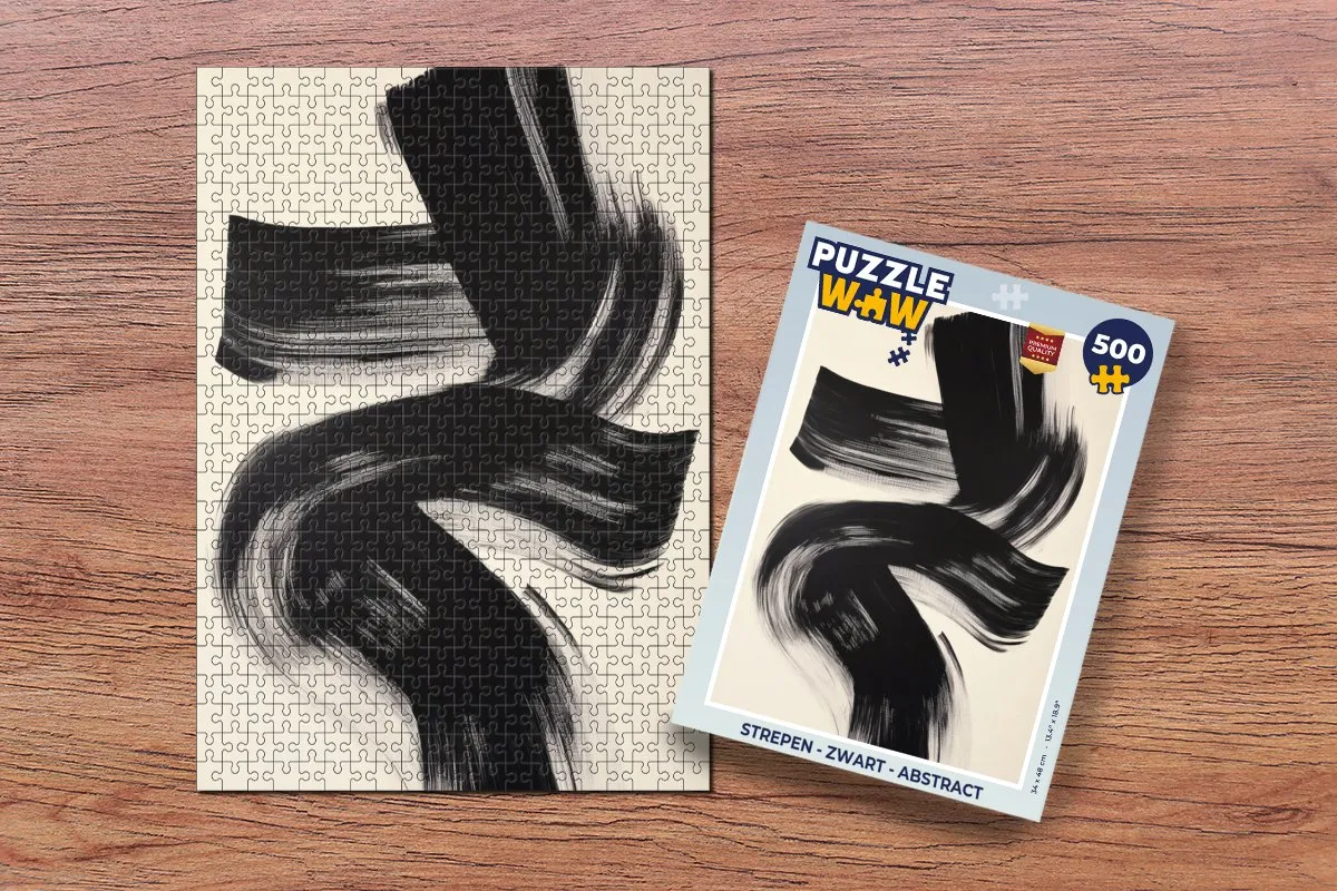 PuzzleWow Strepen Legpuzzel 500 Stuks - Zwart