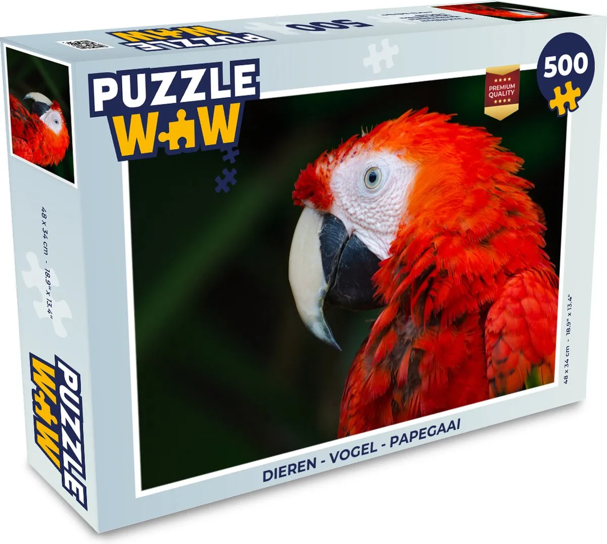 PuzzleWow Vogel Legpuzzel Papegaai 500 Stuks - Multicolor