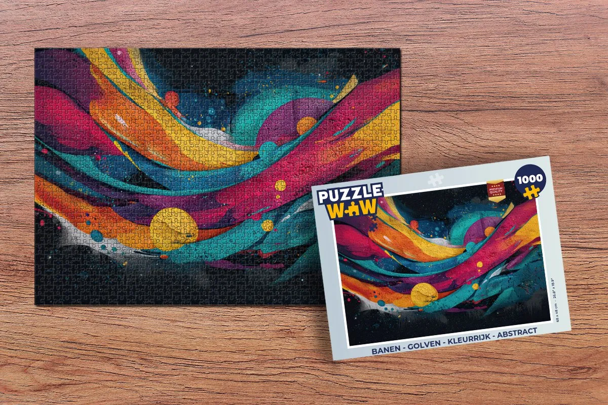 PuzzleWow Legpuzzel 1000 Stuks - Banen Golven Abstract - Kleurrijk