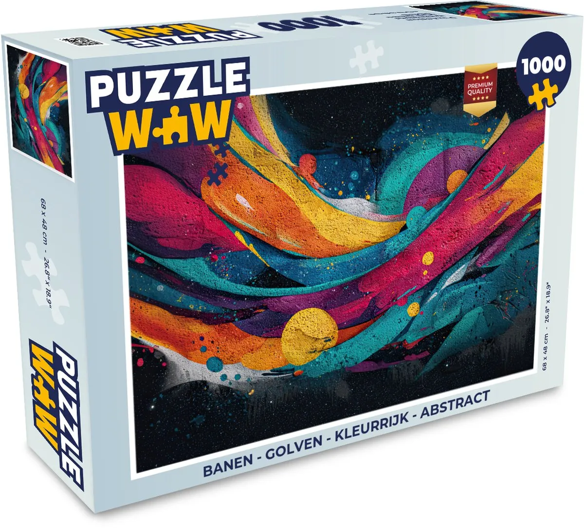 PuzzleWow Legpuzzel 1000 Stuks - Banen Golven Abstract - Kleurrijk