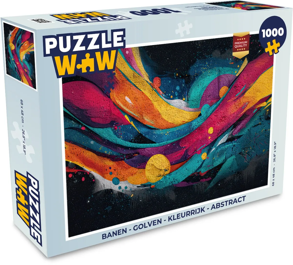 PuzzleWow Legpuzzel 1000 Stuks - Banen Golven Abstract - Kleurrijk