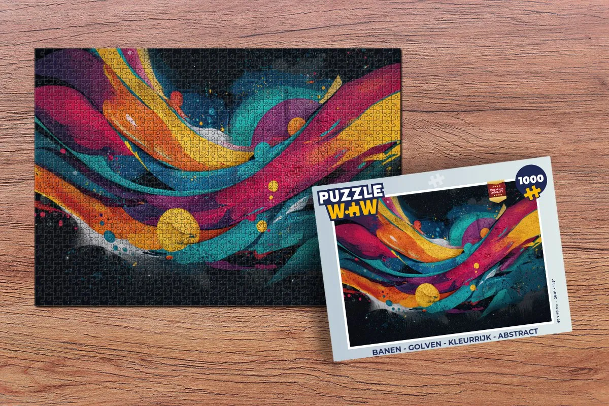 PuzzleWow Legpuzzel 1000 Stuks - Banen Golven Abstract - Kleurrijk
