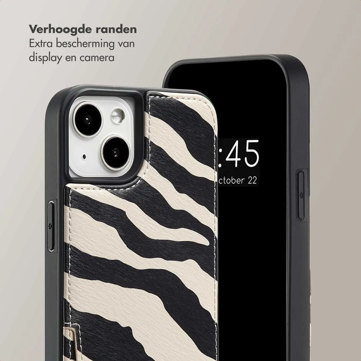 Selencia Hoesje iPhone 13/14 Zazzy Zebra - 2 Pasjes - afbeelding 6 van 6