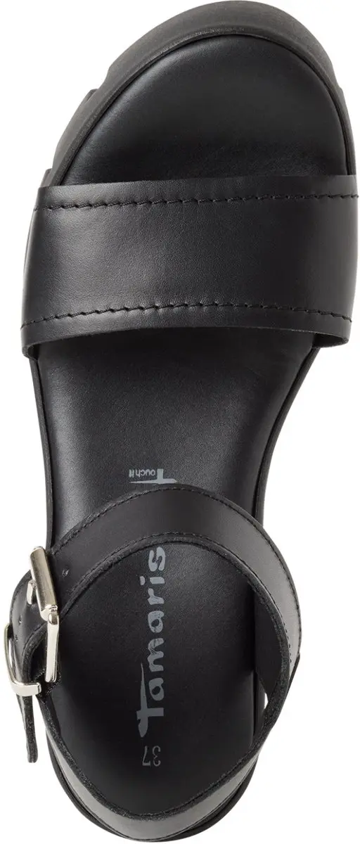 Tamaris Sandalen Met Hak zwart Leer - Maat 39 - afbeelding 5 van 6
