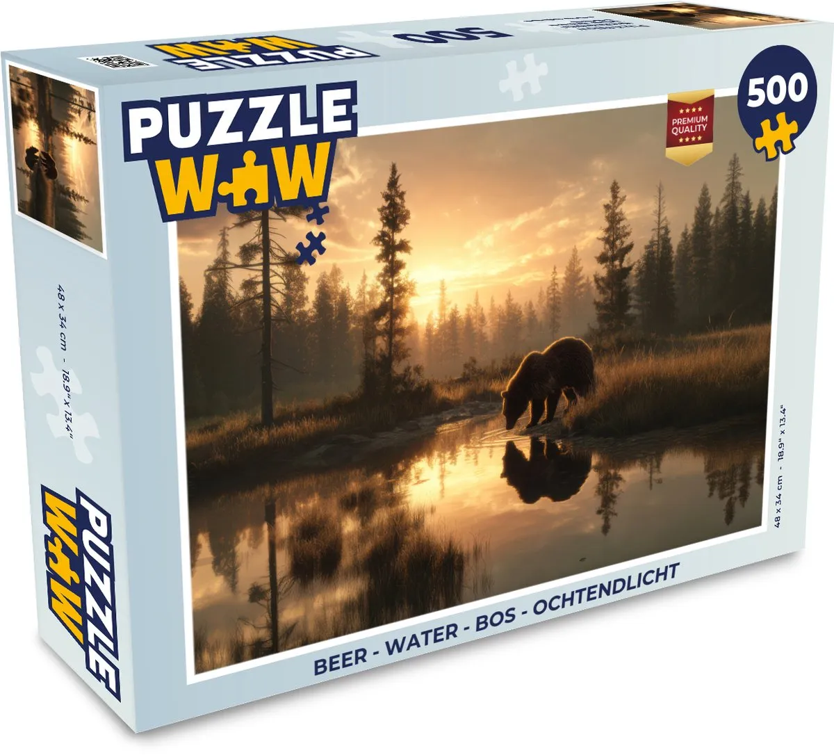 PuzzleWow Beer - water - Bos - Ochtendlicht Puzzel - 500 Stuks