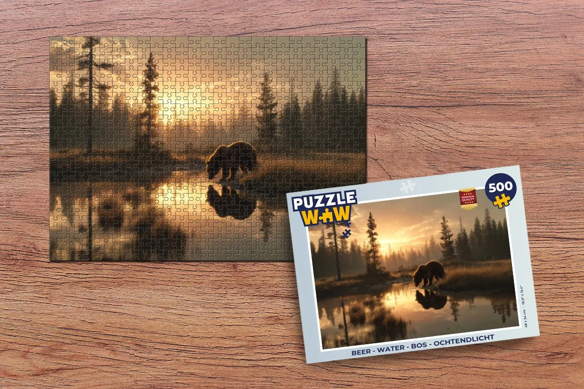 PuzzleWow Beer - water - Bos - Ochtendlicht Puzzel - 500 Stuks