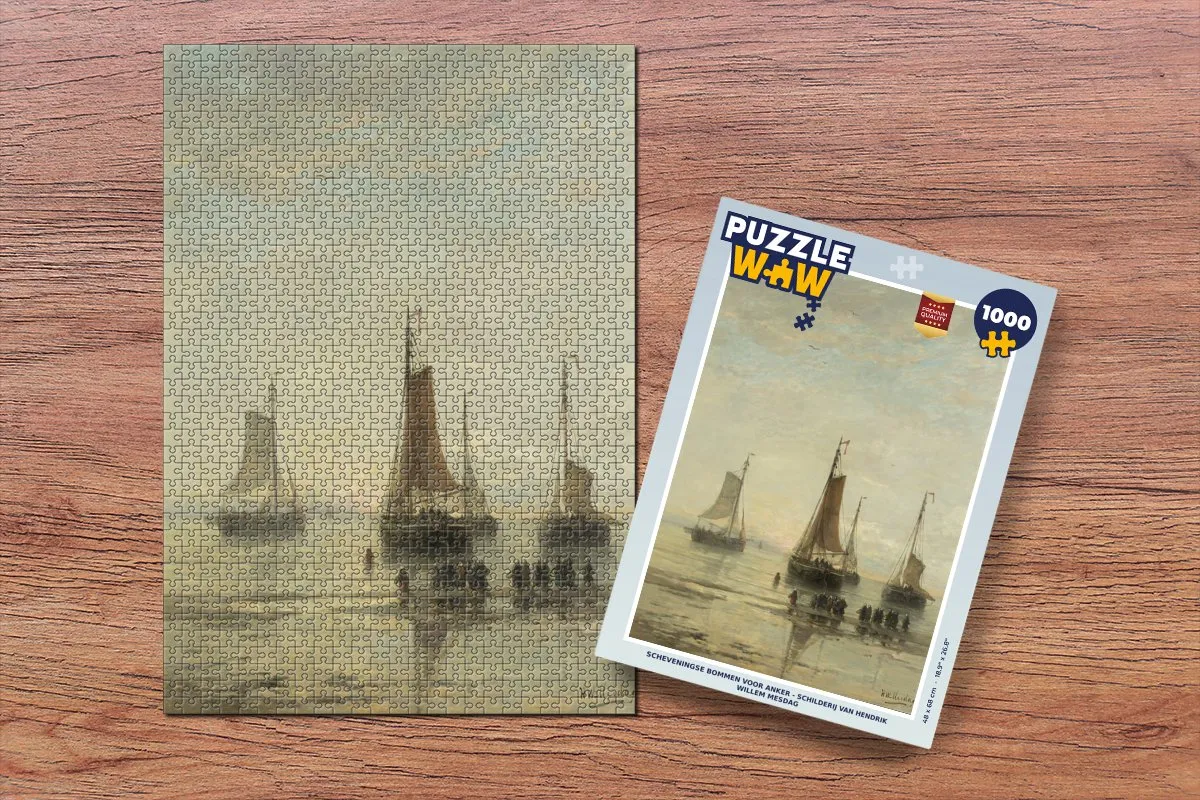 PuzzleWow Hendrik Willem Mesdag Scheveningse Bommen Legpuzzel 1000 Stuks - Multicolor