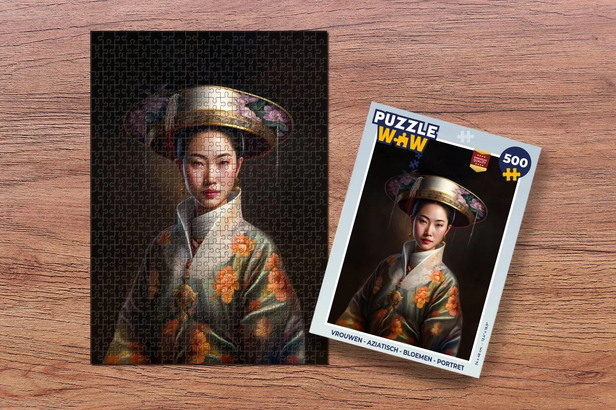 PuzzleWow Bloemen Portret Legpuzzel 500 Stuks - Multicolor