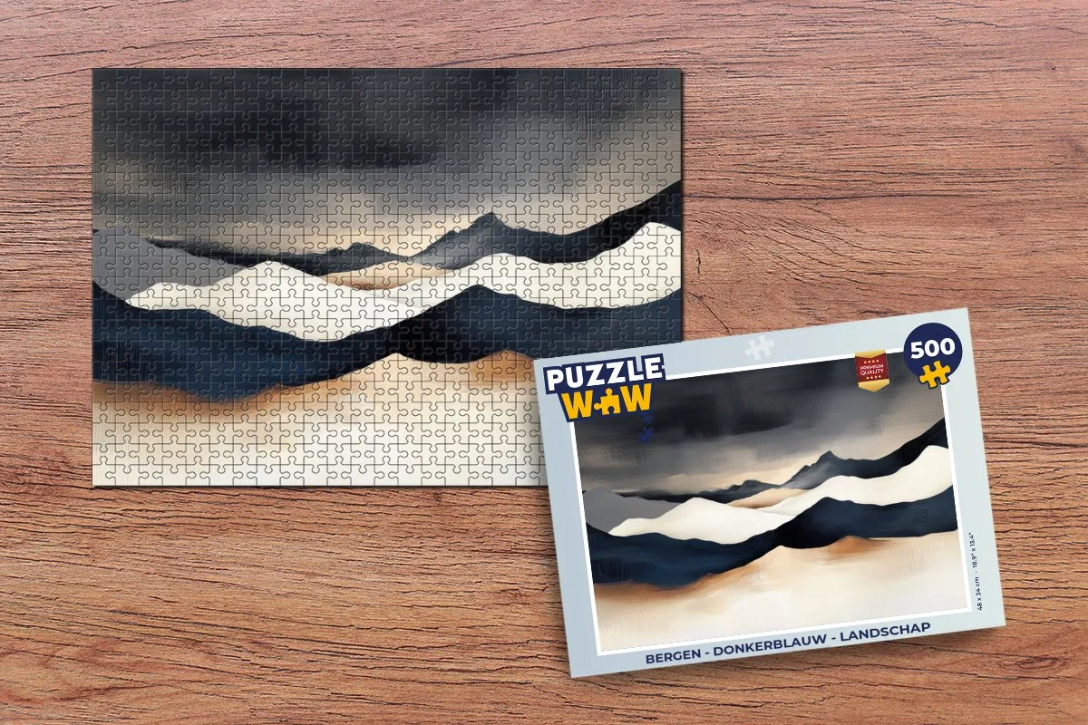 PuzzleWow Bergen Puzzel 500 Stuks - Donkerblauw