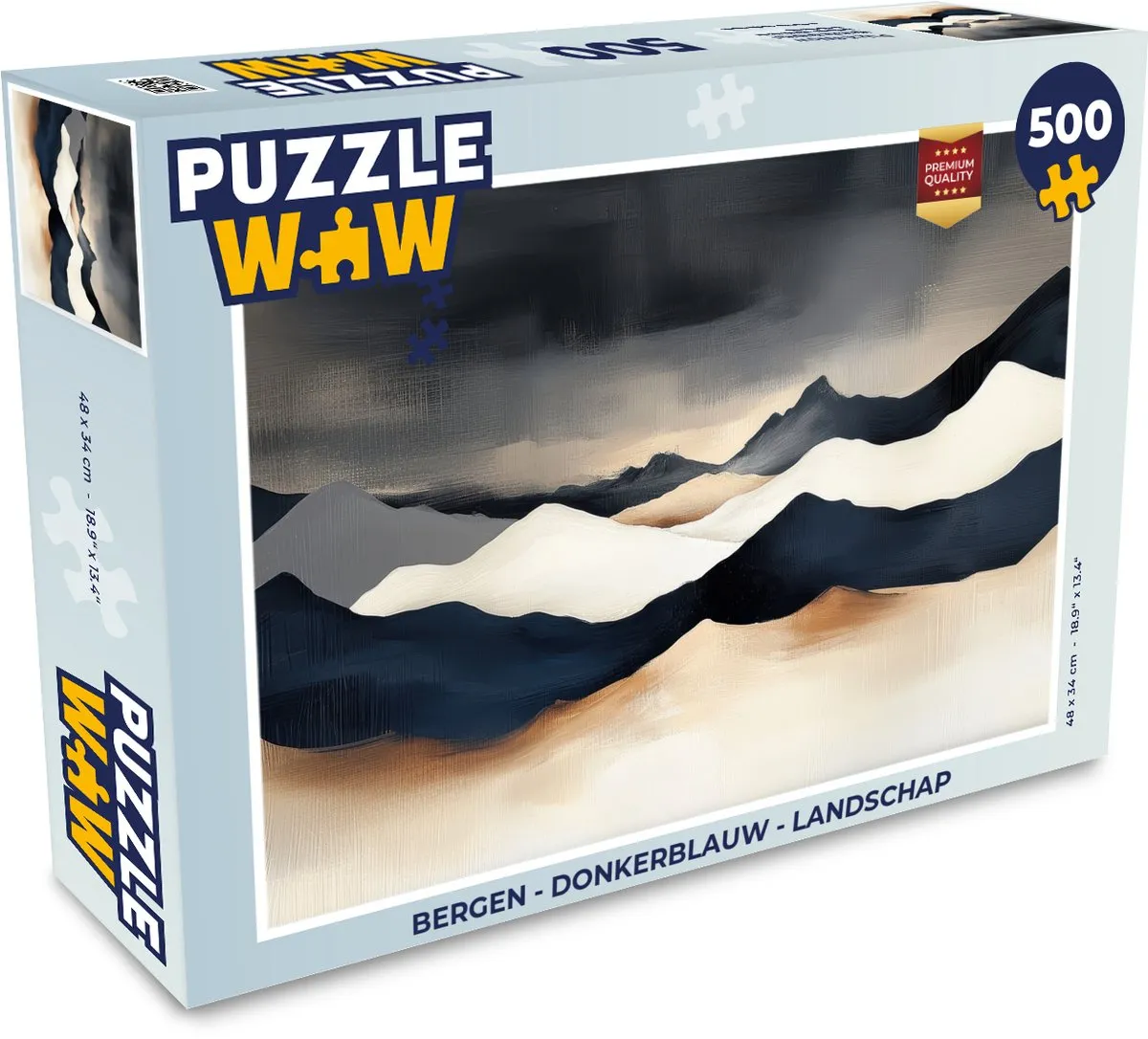 PuzzleWow Bergen Puzzel 500 Stuks - Donkerblauw