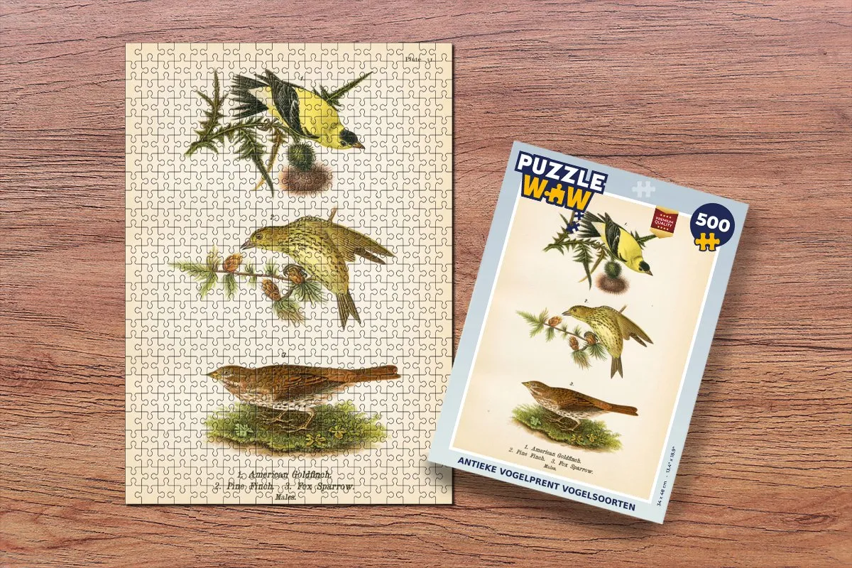 PuzzleWow Antieke Vogelprent Legpuzzel 500 Stuks - Multicolor