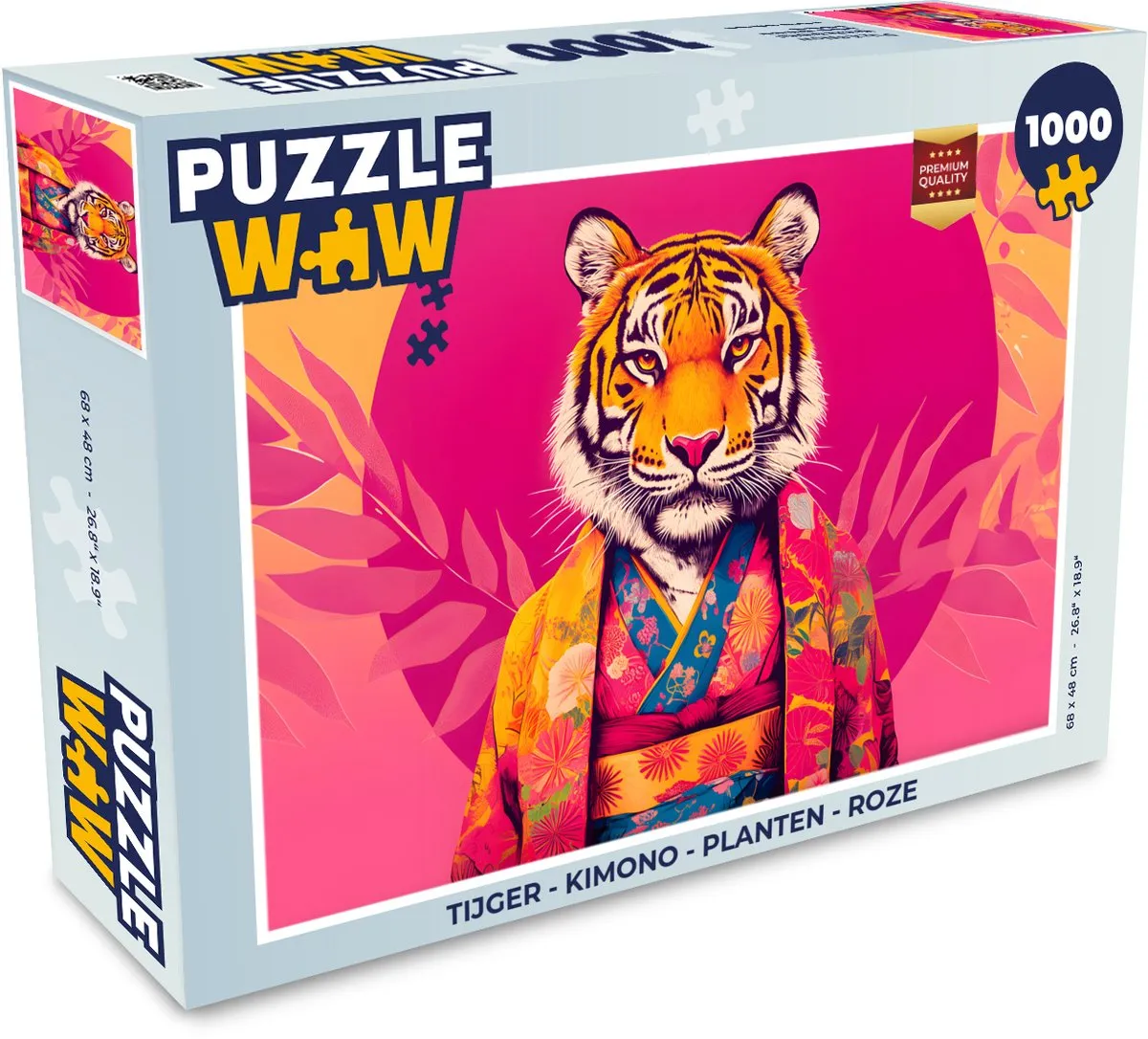 PuzzleWow Tijger Kimono Legpuzzel 1000 Stuks - Roze