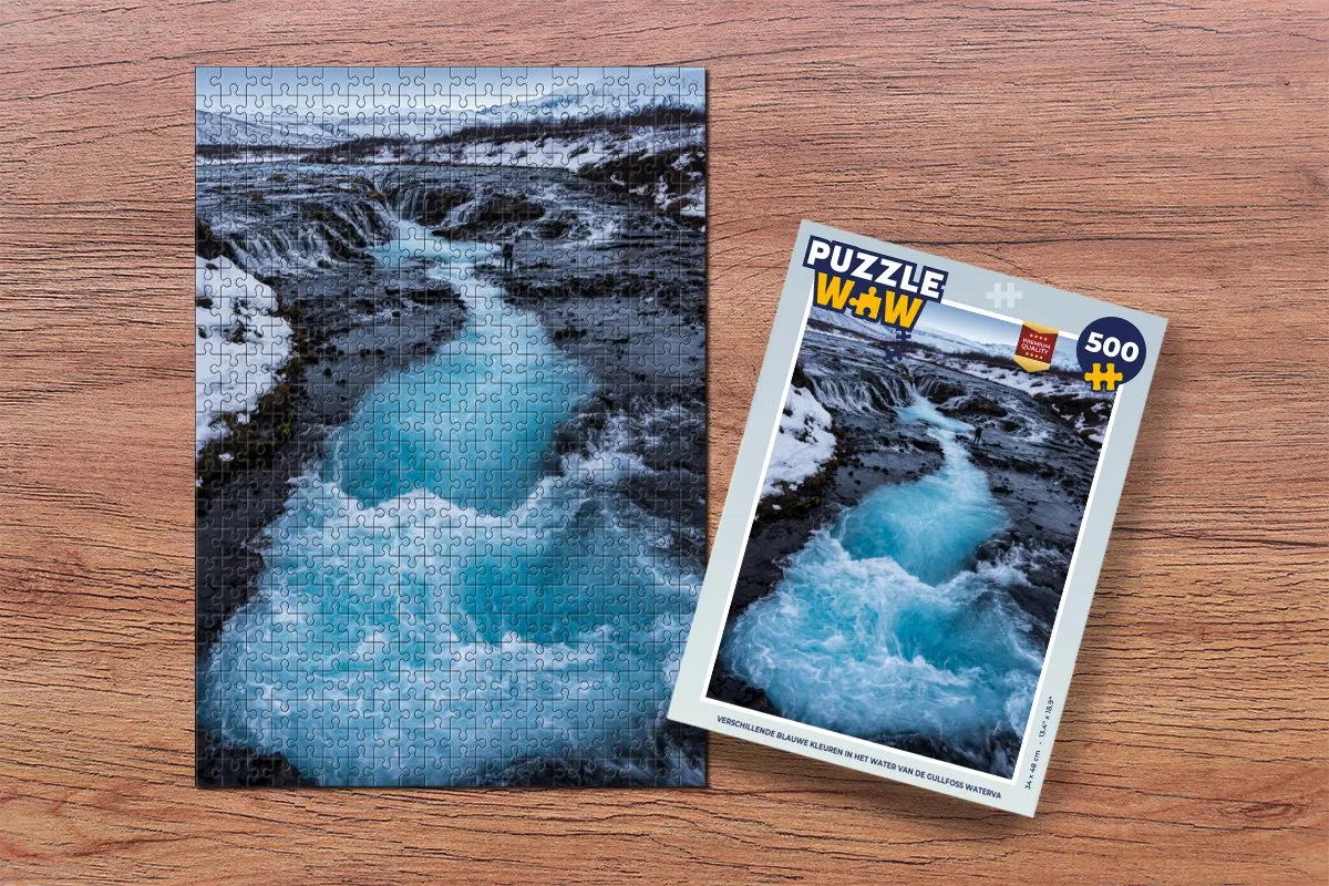PuzzleWow Legpuzzel Gullfoss 500 Stuks - Multicolor