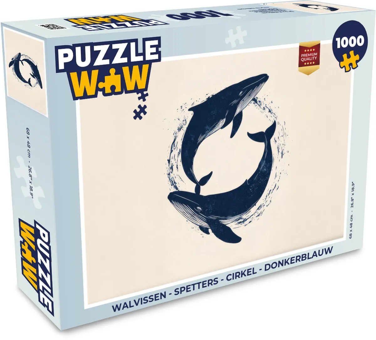 PuzzleWow Walvissen - Spetters Legpuzzel 1000 Stuks - Donkerblauw