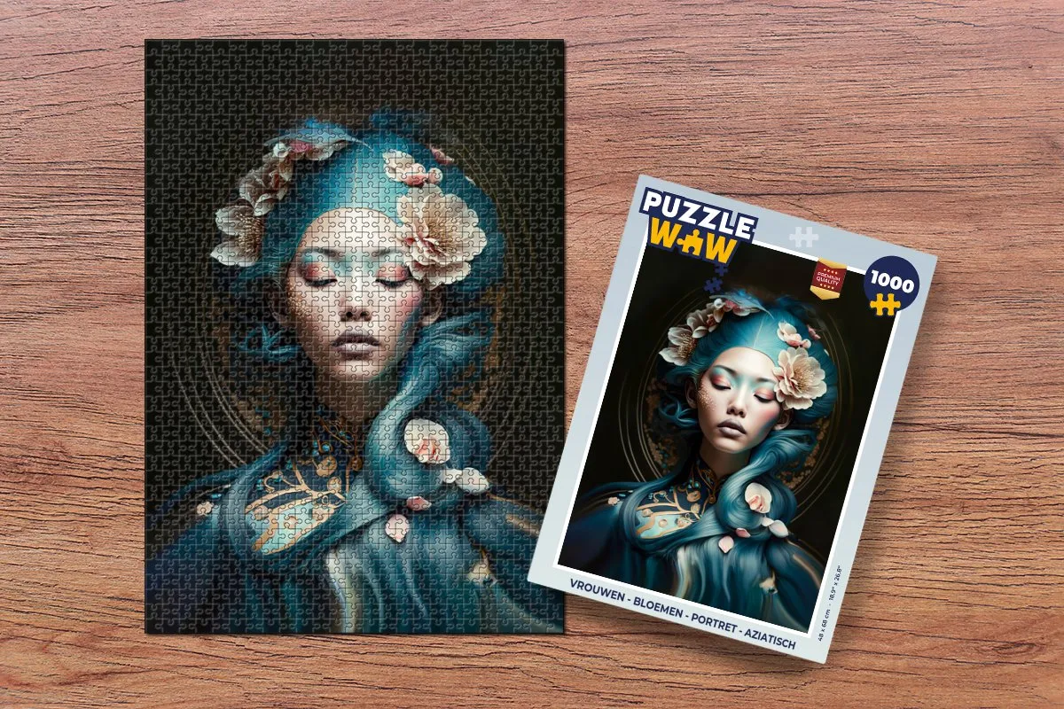 PuzzleWow Legpuzzel 1000 Stuks - Bloemen Portret Aziatisch - Multicolor