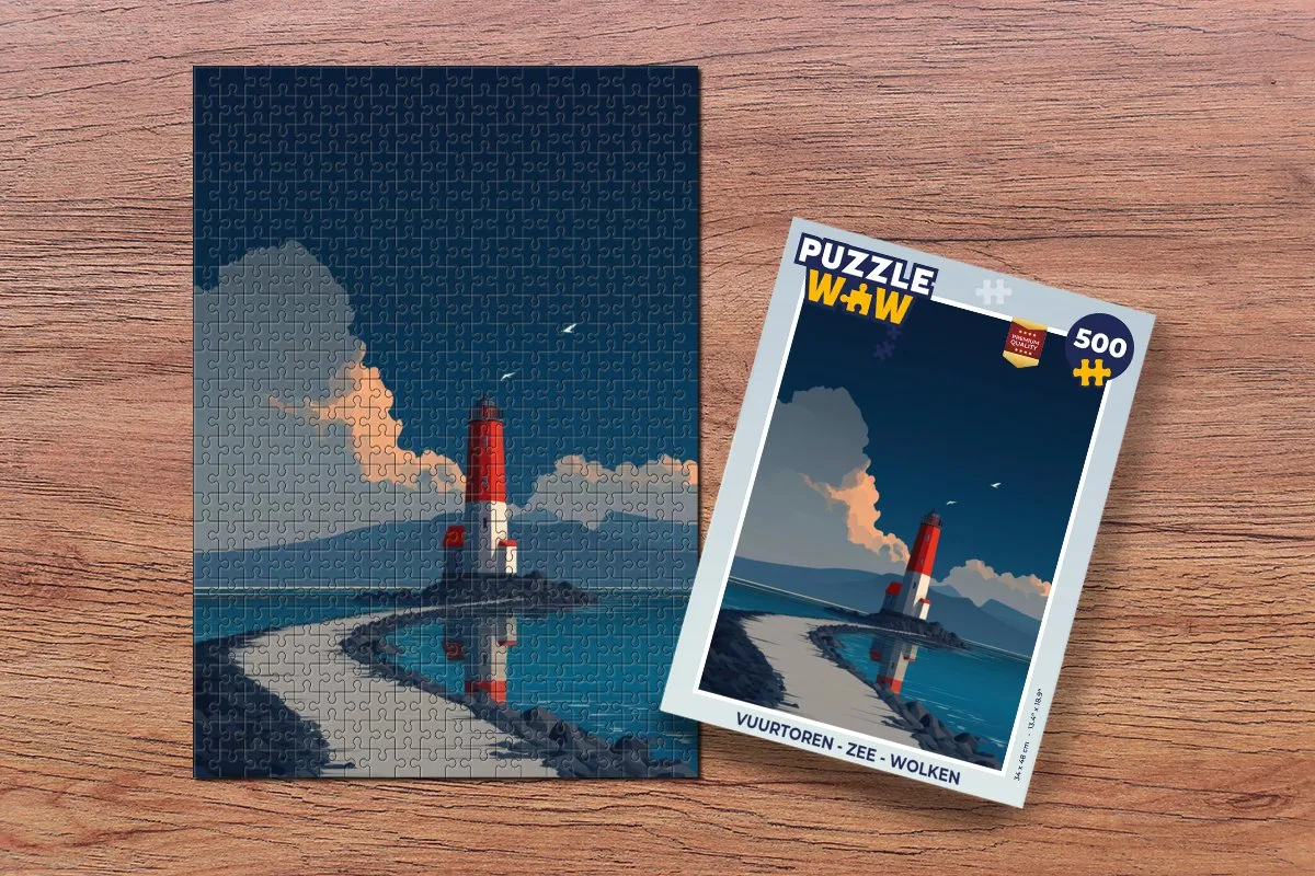 PuzzleWow Vuurtoren Puzzel 500 Stuks - Zee & Wolken