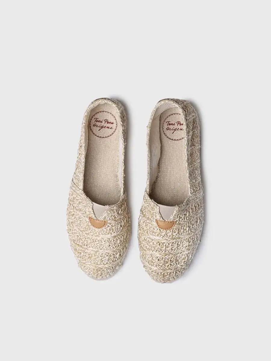 Platte damesespadrille van raffia