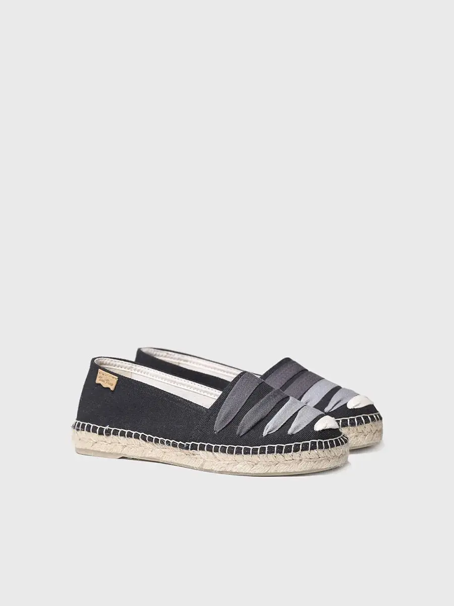 Platte espadrille met linten
