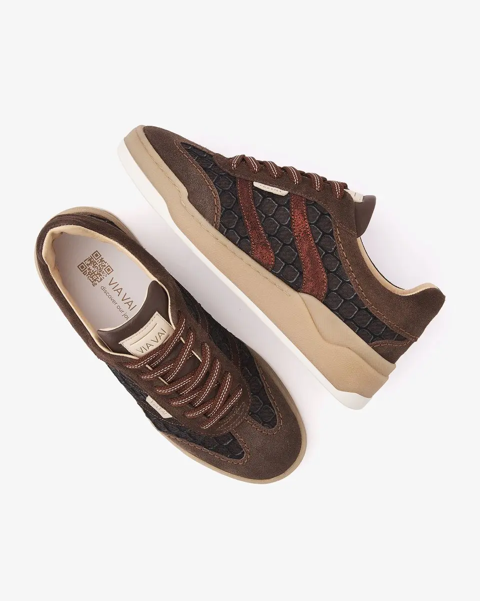 VIA VAI Sam Naomi Sneakers Dames - Bruin - Leer/Mesh/Suède - afbeelding 3 van 6