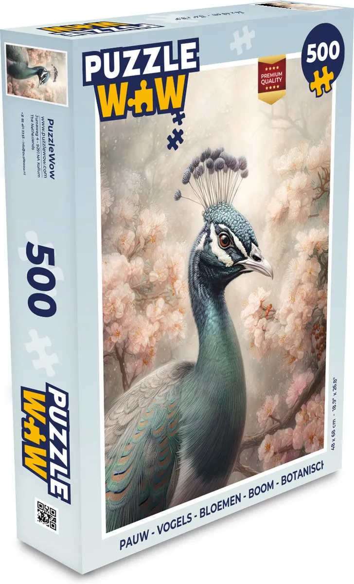 PuzzleWow Vogels Bloemen Boom Botanisch Legpuzzel 500 Stuks - Multicolor