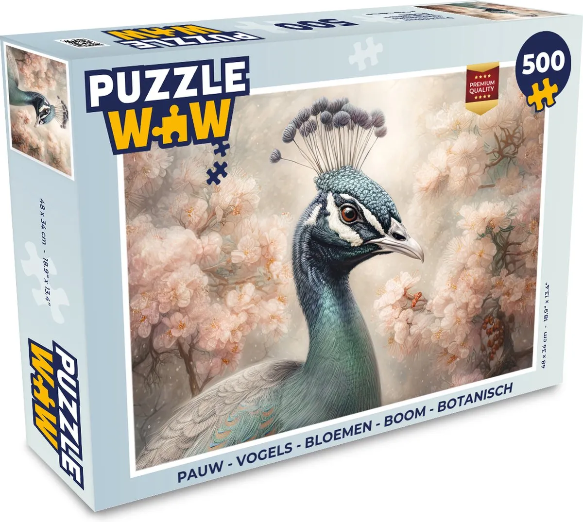 PuzzleWow Vogels Bloemen Boom Botanisch Legpuzzel 500 Stuks - Multicolor