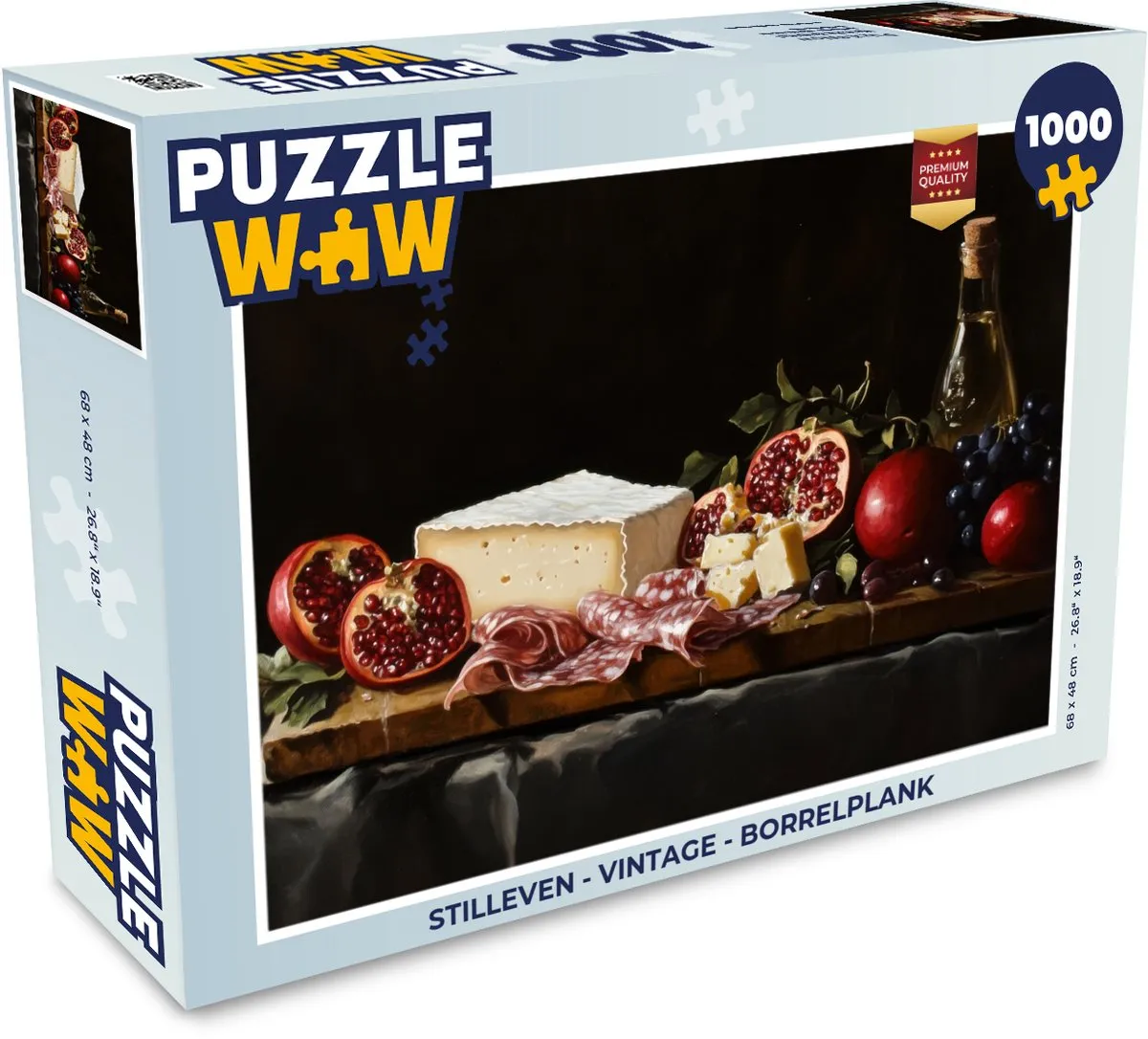 PuzzleWow Stilleven Borrelplank Legpuzzel 1000 Stuks - Vintage