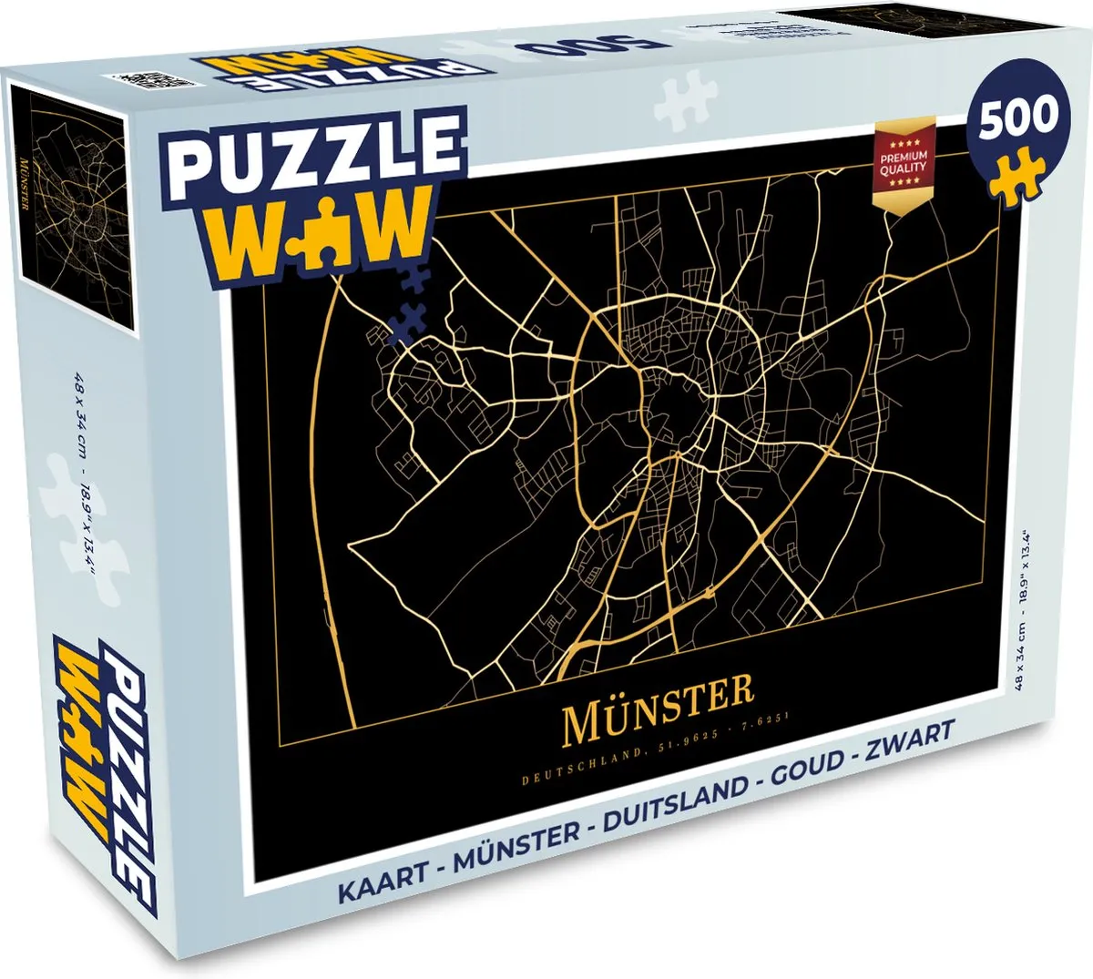 PuzzleWow Münster Duitsland Legpuzzel 500 Stuks - Goud/Zwart - MPN 7434322033027