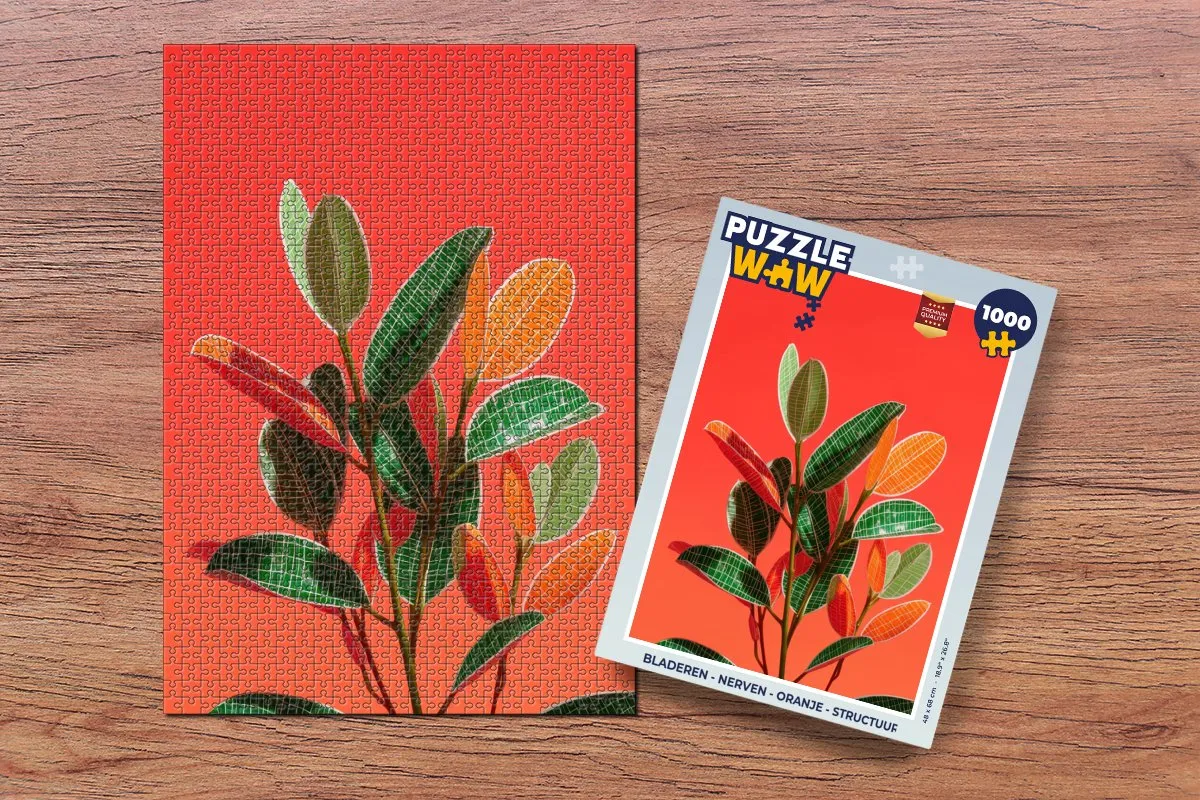 PuzzleWow Legpuzzel 1000 Stuks - Bladeren Oranje