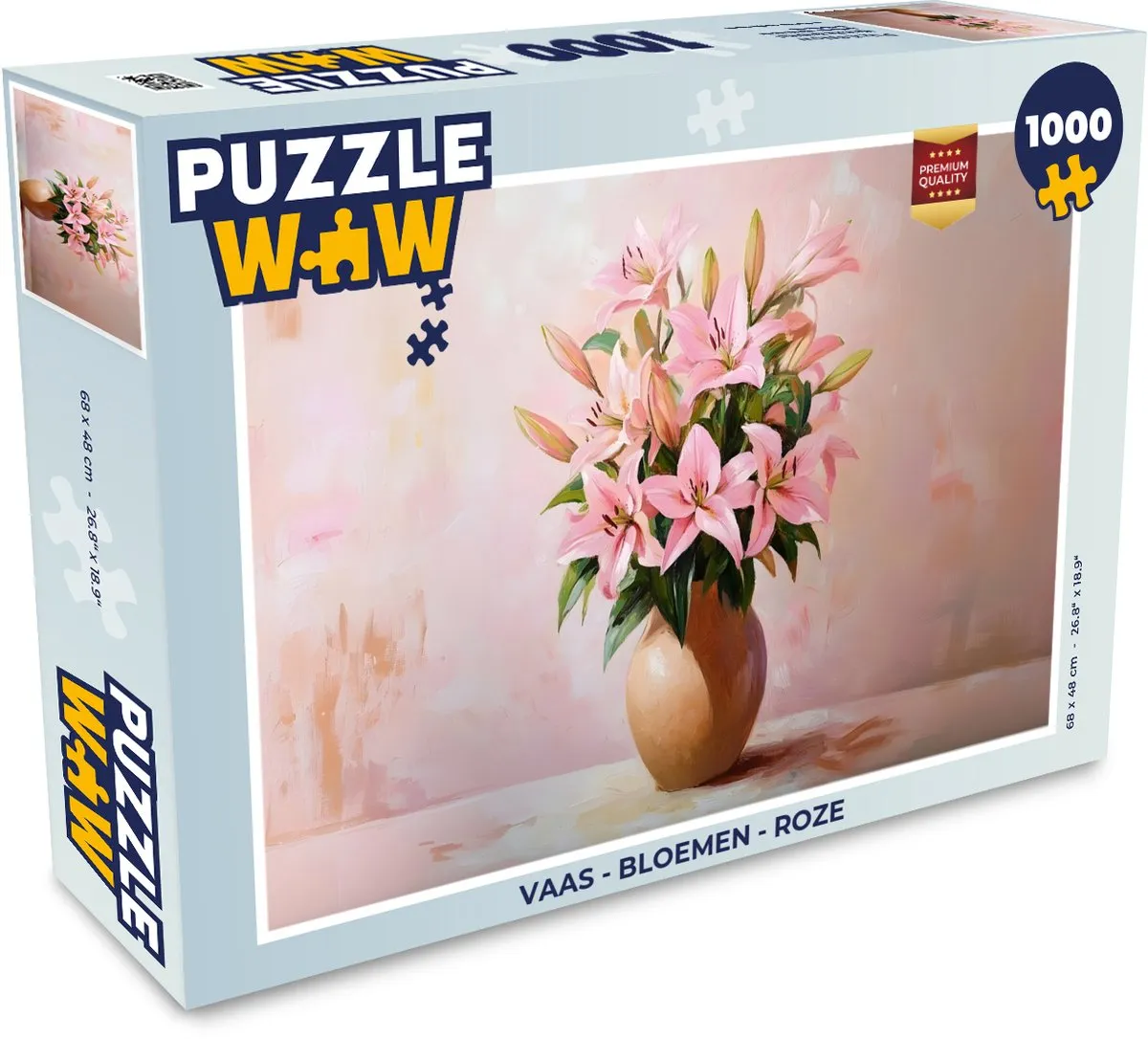 PuzzleWow Vaas Bloemen Legpuzzel 1000 Stuks - Roze