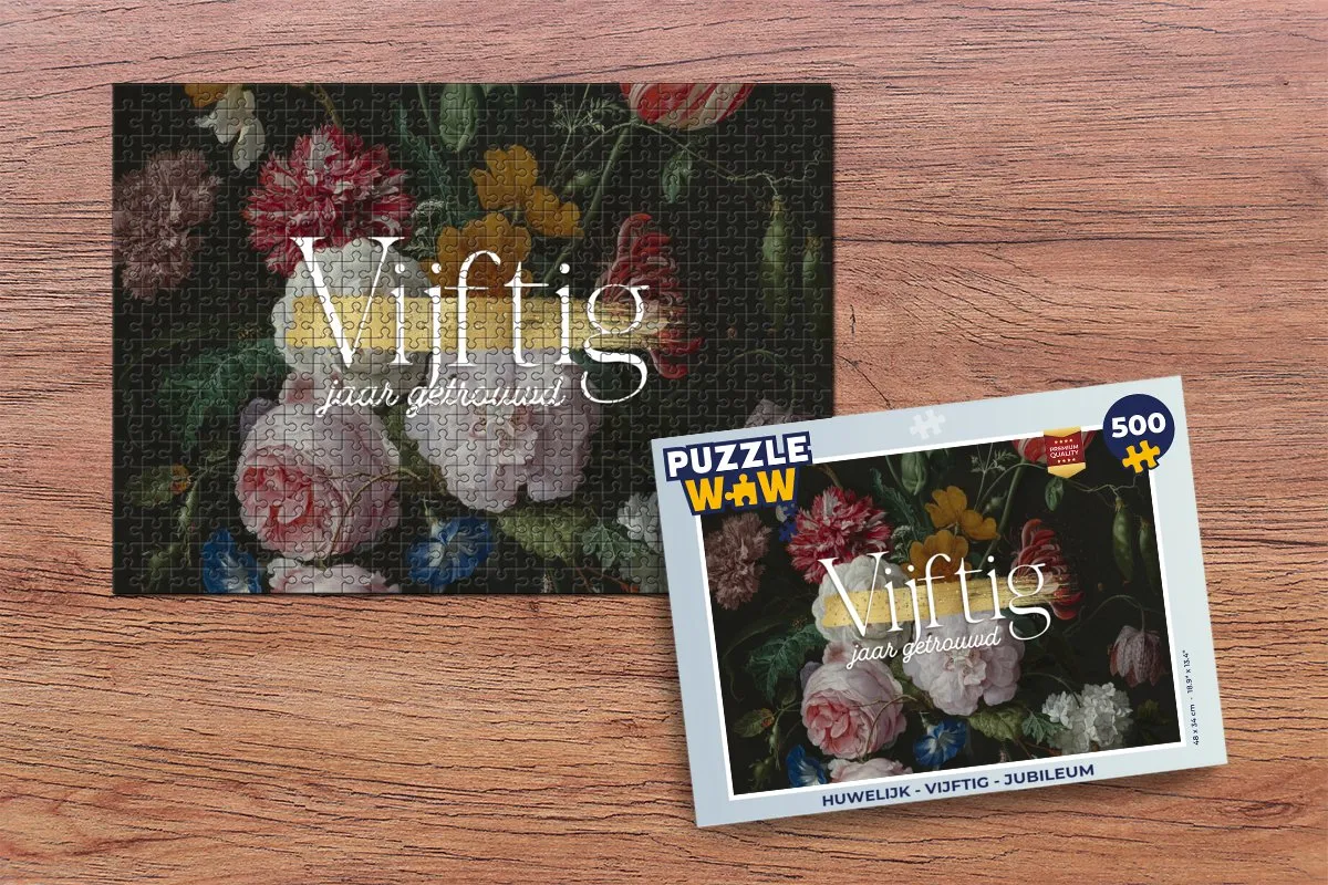 PuzzleWow 50 Jaar Getrouwd Legpuzzel 500 Stuks - Multicolor