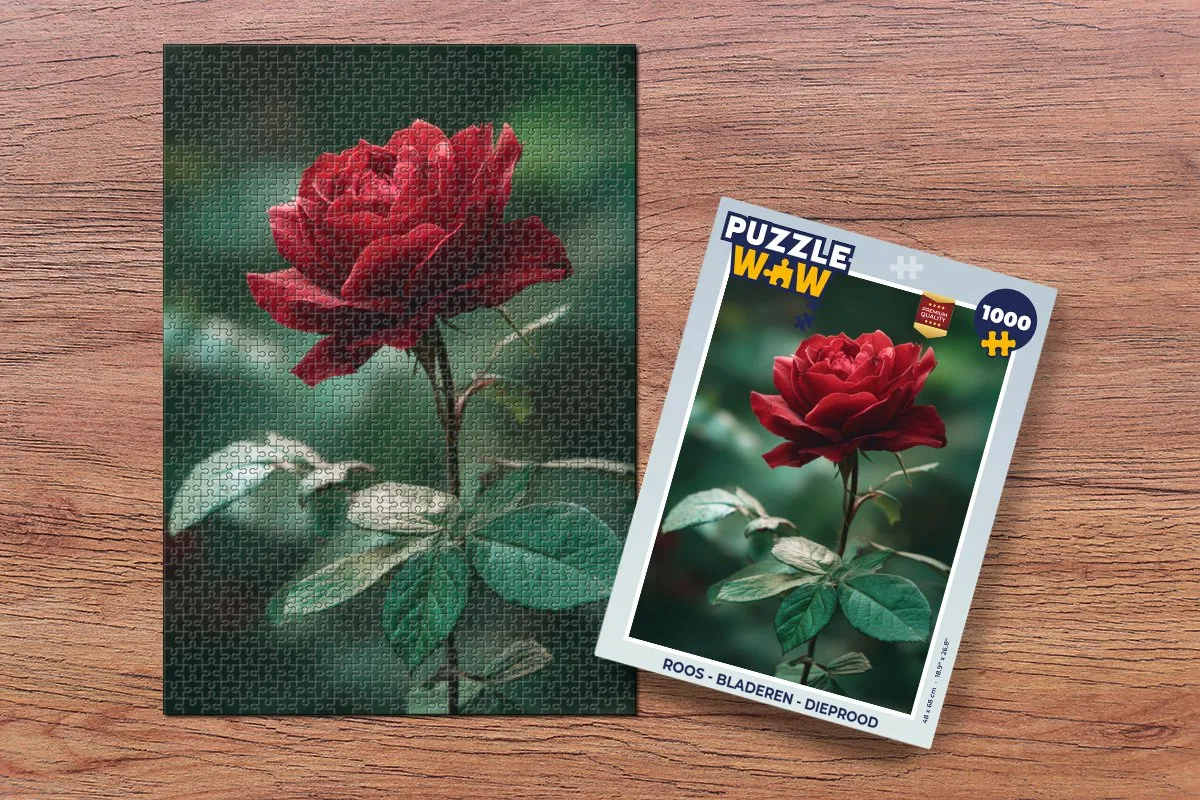 PuzzleWow Roos Dieprood Legpuzzel 1000 Stukken