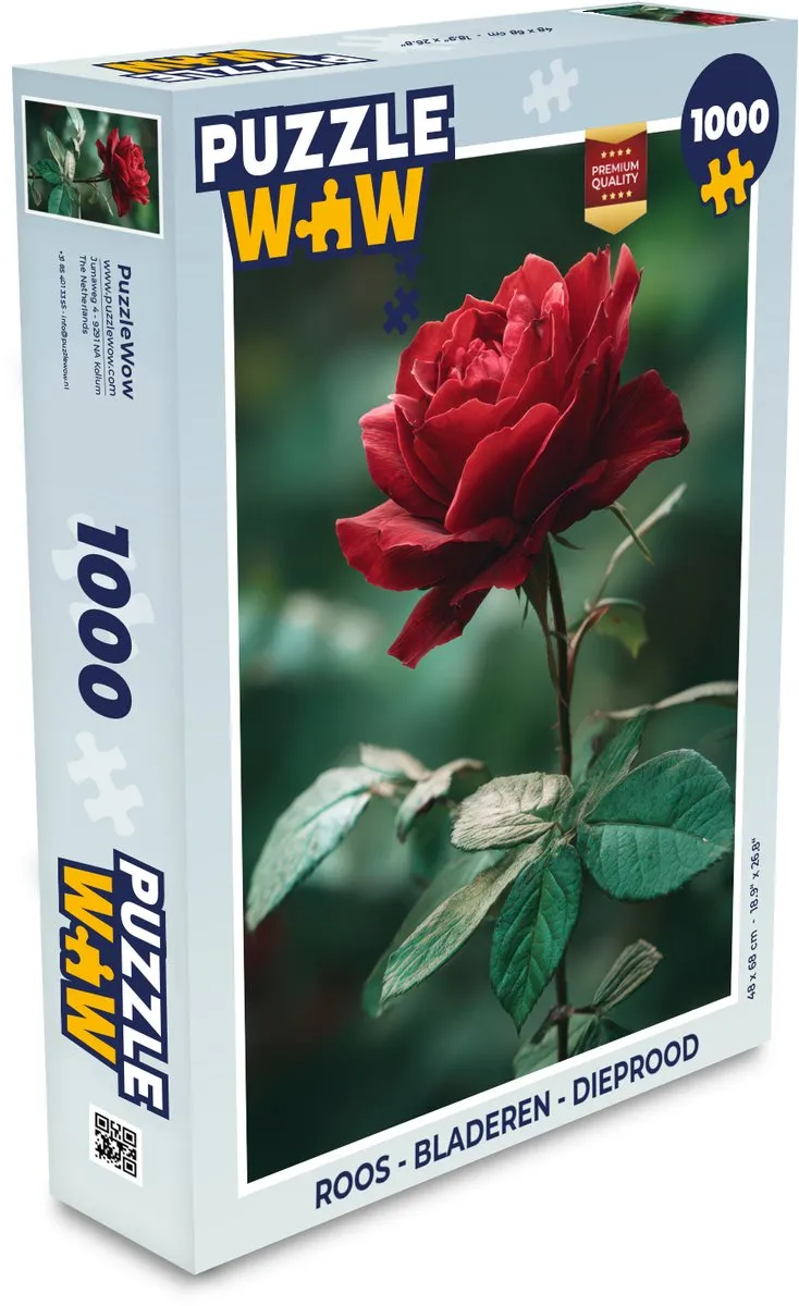 PuzzleWow Roos Dieprood Legpuzzel 1000 Stukken