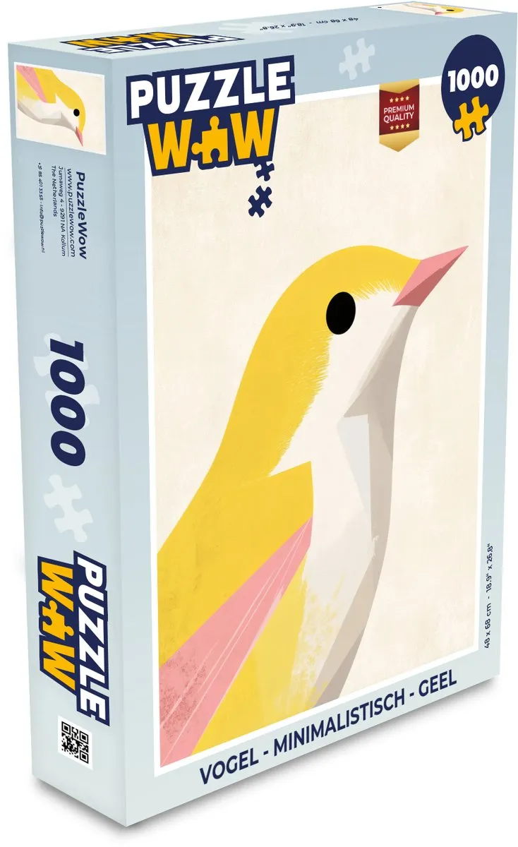 PuzzleWow Vogel Legpuzzel 1000 Stuks - Geel