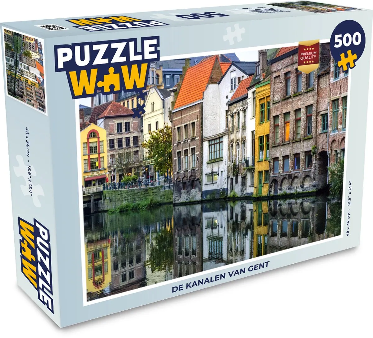 PuzzleWow De kanalen van Gent Legpuzzel 500 Stuks - Multicolor