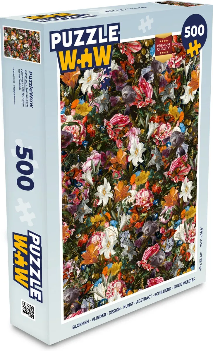 PuzzleWow Bloemen Vlinder Legpuzzel 500 Stuks - Multicolor