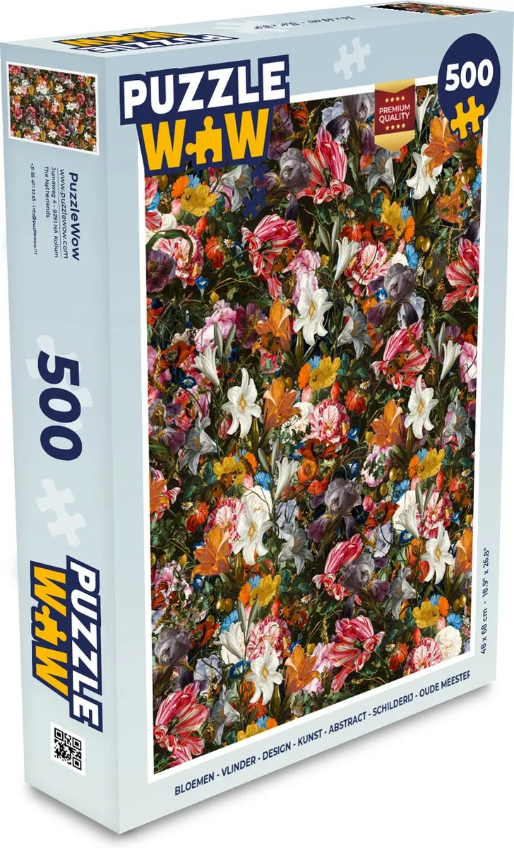 PuzzleWow Bloemen Vlinder Legpuzzel 500 Stuks - Multicolor