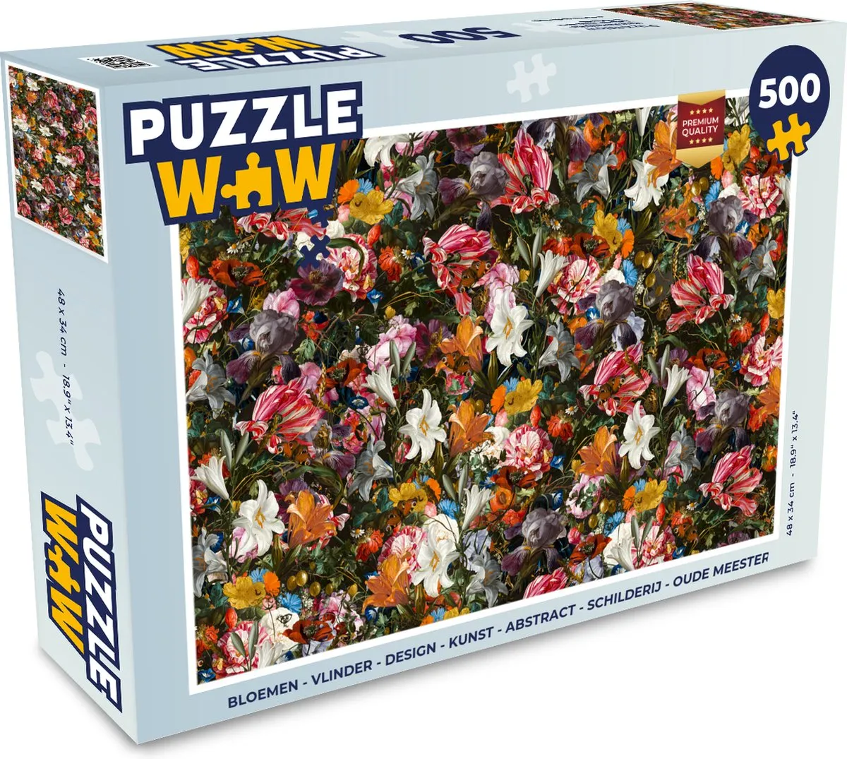 PuzzleWow Bloemen Vlinder Legpuzzel 500 Stuks - Multicolor