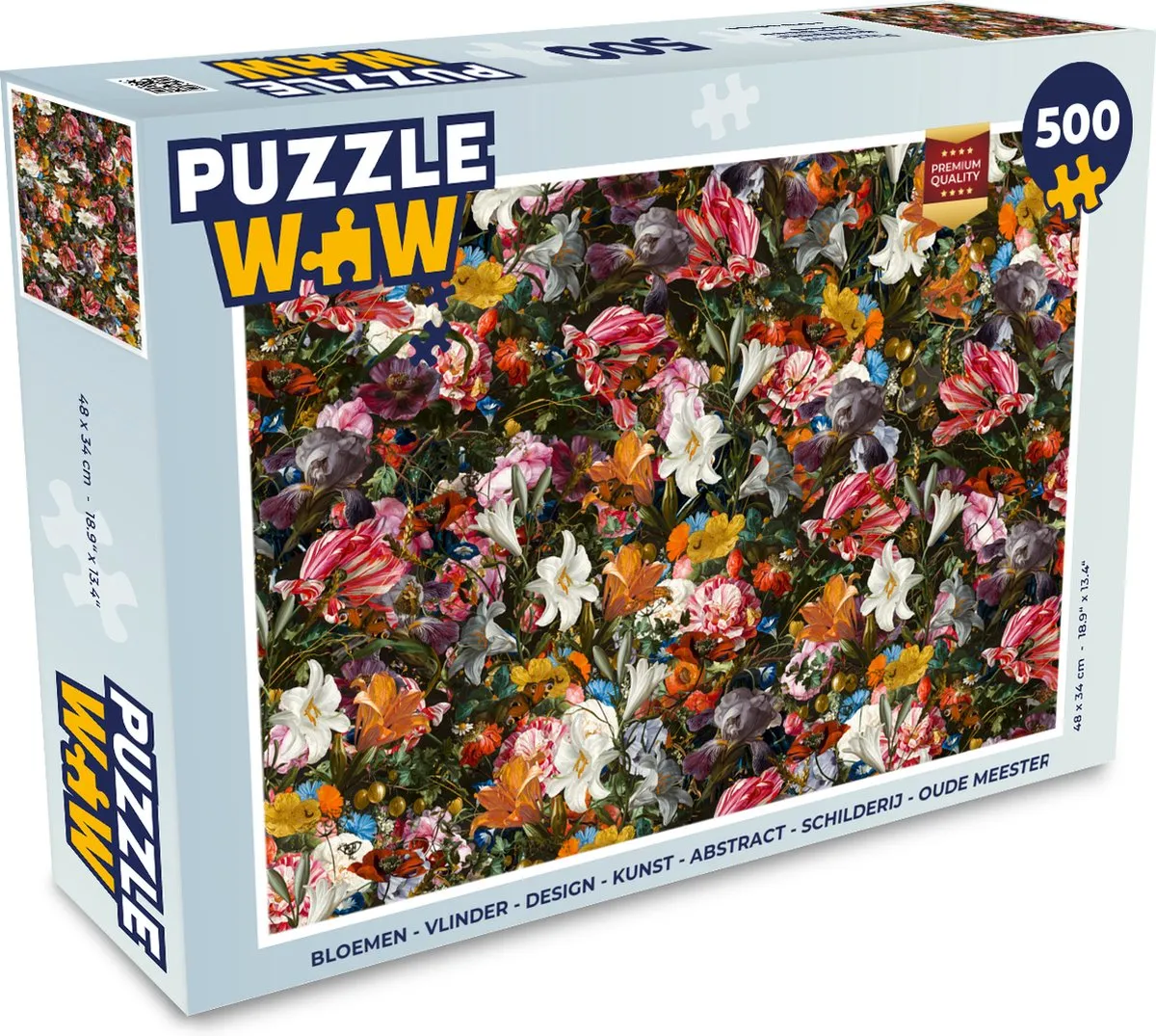 PuzzleWow Bloemen Vlinder Legpuzzel 500 Stuks - Multicolor