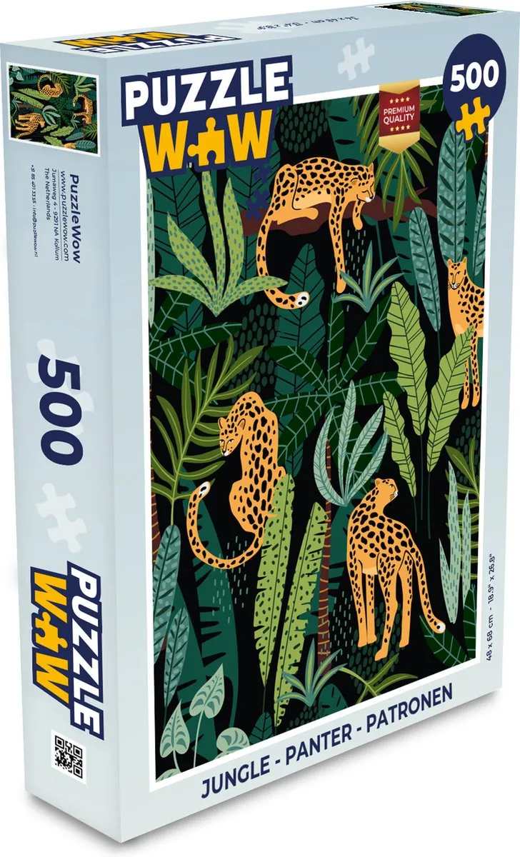 PuzzleWow Jungle Panter Legpuzzel 500 Stuks - Multicolor