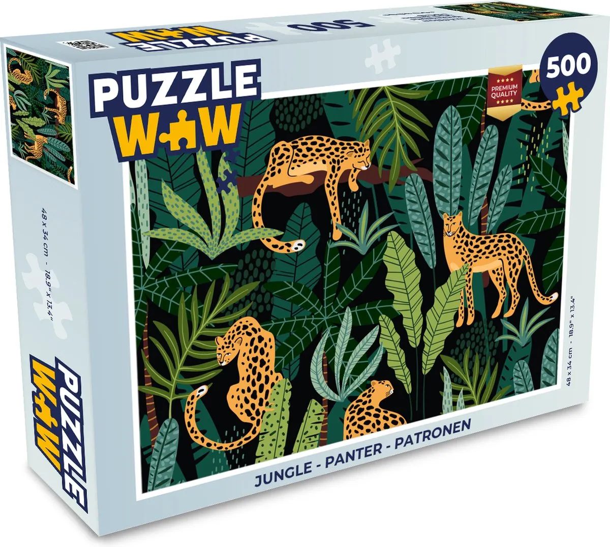PuzzleWow Jungle Panter Legpuzzel 500 Stuks - Multicolor