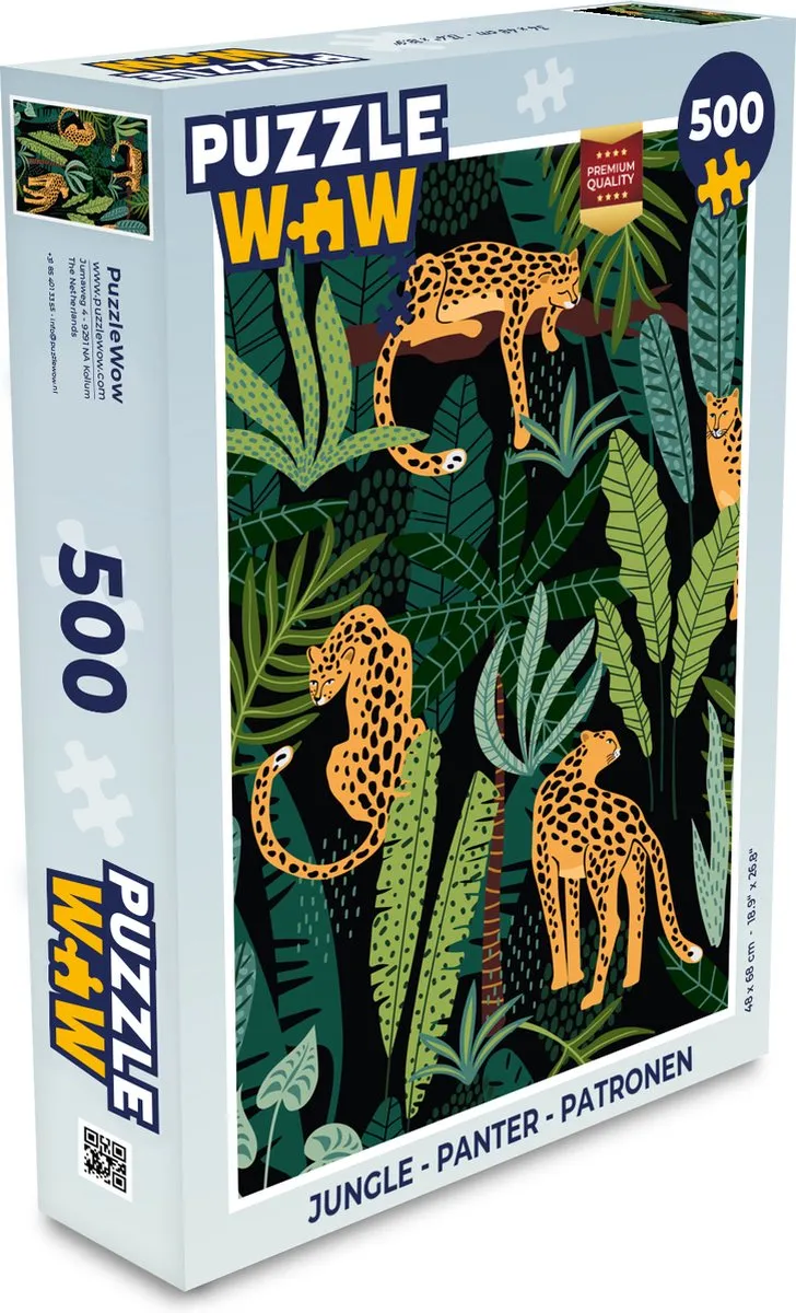 PuzzleWow Jungle Panter Legpuzzel 500 Stuks - Multicolor
