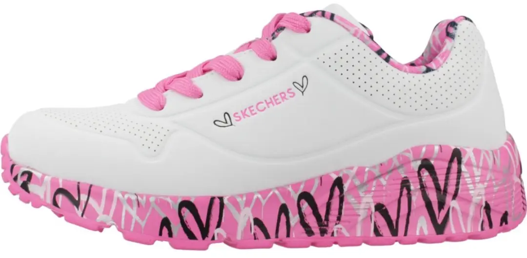 Skechers Uno Lite Sneakers Junior 31 - Wit/Rozig/Zilver/Zwart - afbeelding 2 van 6