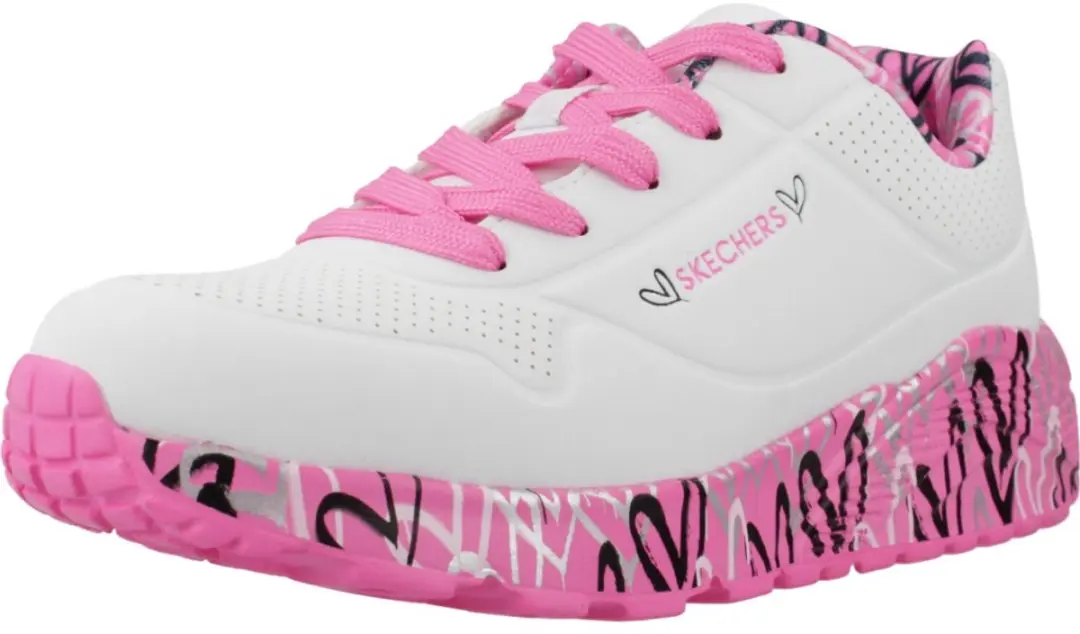 Skechers Uno Lite Sneakers Junior 31 - Wit/Rozig/Zilver/Zwart - afbeelding 3 van 6