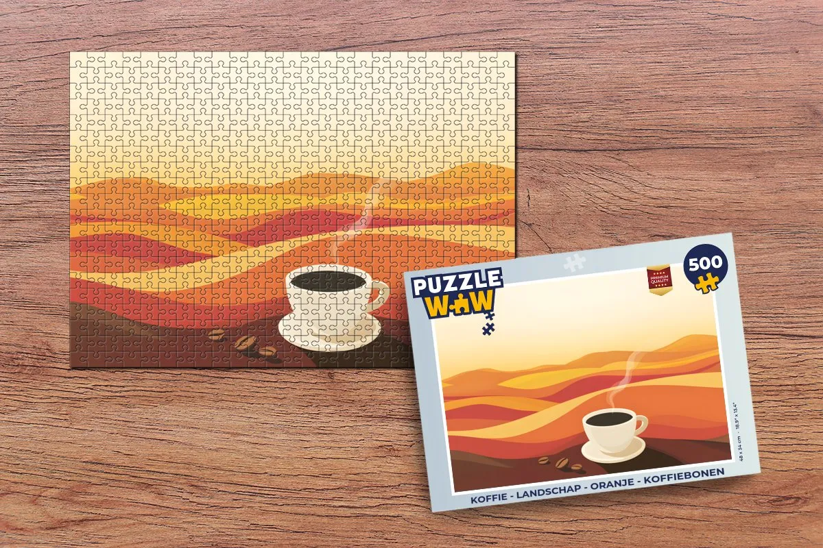 PuzzleWow Koffie Landschap Legpuzzel 500 Stuks - Oranje