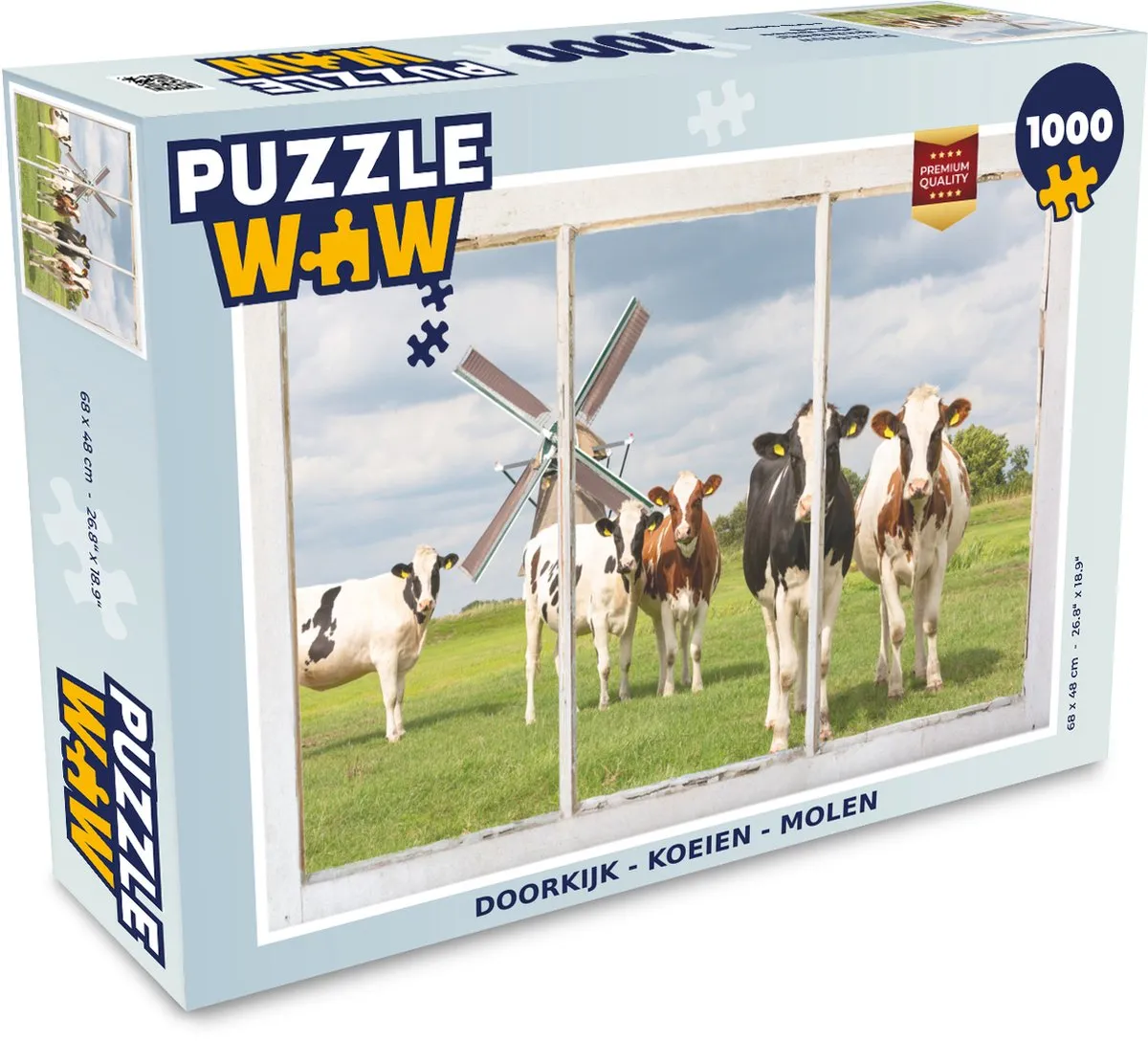 PuzzleWow Doorkijk Koe Molen Legpuzzel 1000 Stuks