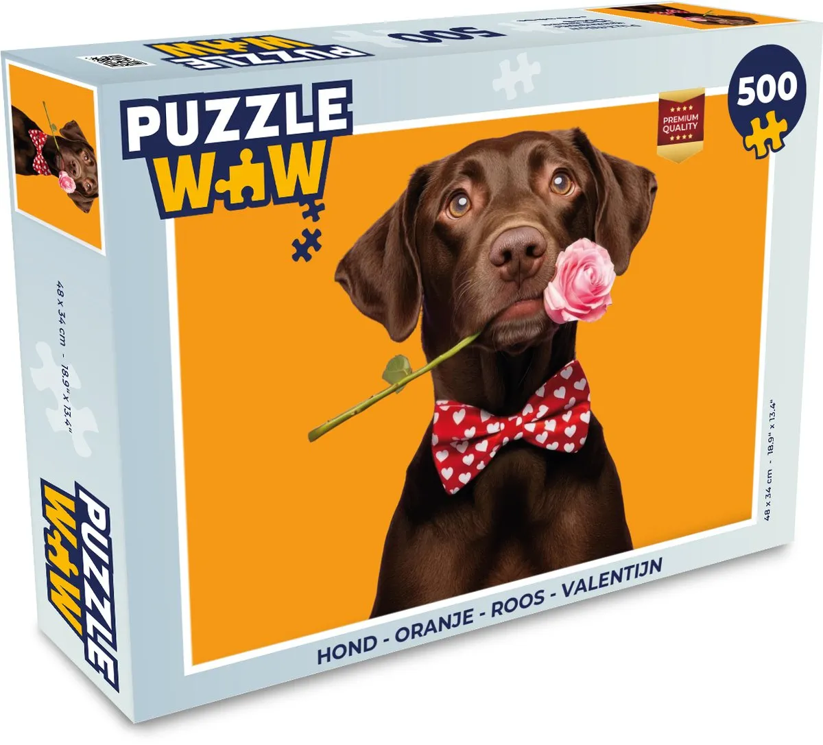 PuzzleWow Valentijn Hond Roos Legpuzzel 500 Stuks - MPN 8721169397085