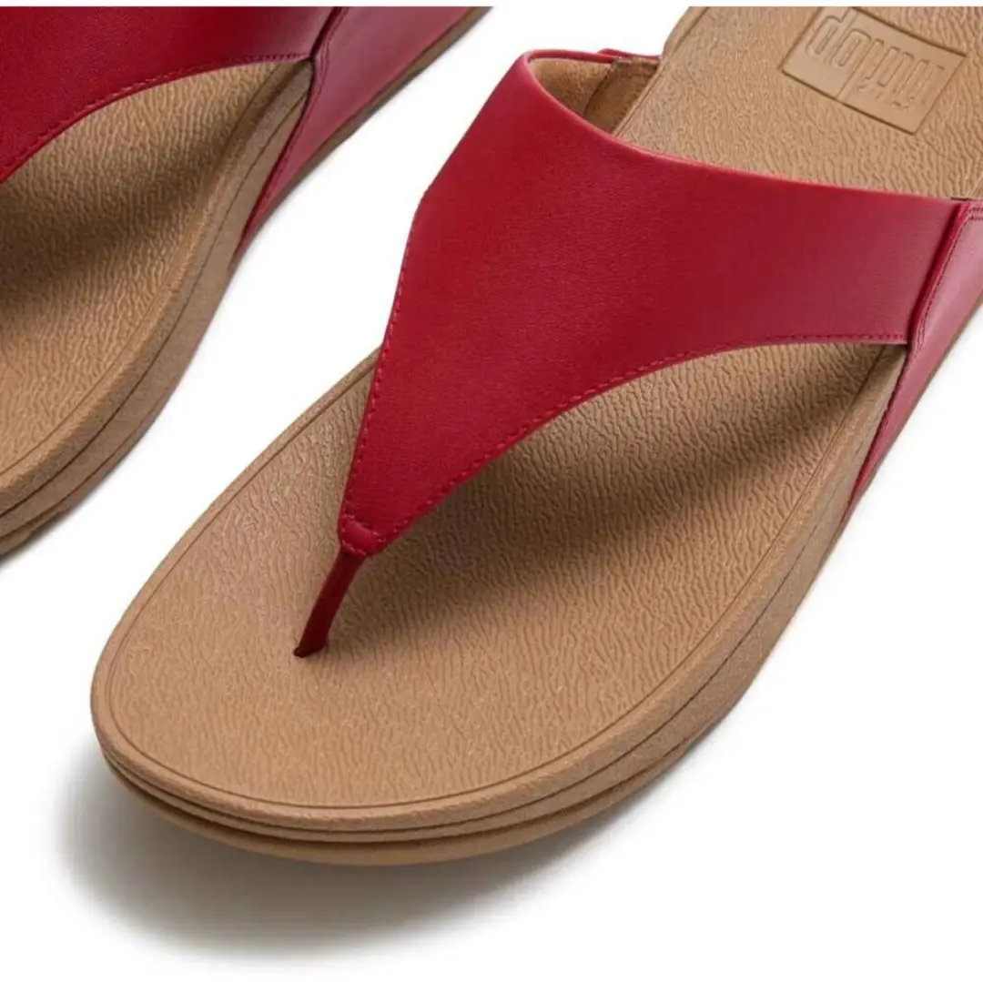 FitFlop Lulu Leather Toepost Slippers - 36 - Burnt Berry - afbeelding 5 van 6